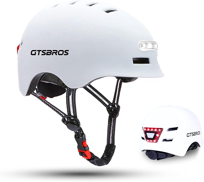 Bike Helmets for Adults - Front and Rear LED Lights Adjustable Bicycle Helmet for Adults Men Women Scooter Helmet for Commuting, Road Biking, Skating, Scooter
