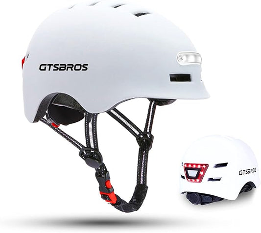 Bike Helmets for Adults - Front and Rear LED Lights Adjustable Bicycle Helmet for Adults Men Women Scooter Helmet for Commuting, Road Biking, Skating, Scooter