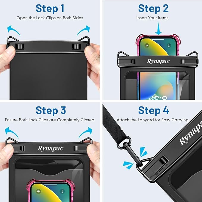 [Up to 10"] Large Waterproof Phone Pouch Bag - 2 Pack Waterproof Phone Case for iPhone 16 15 14 13 Pro Max Galaxy S25 S24 Ultra, IPX8 Cellphone Water Protector Pouch Beach Essentials Travel Must Haves