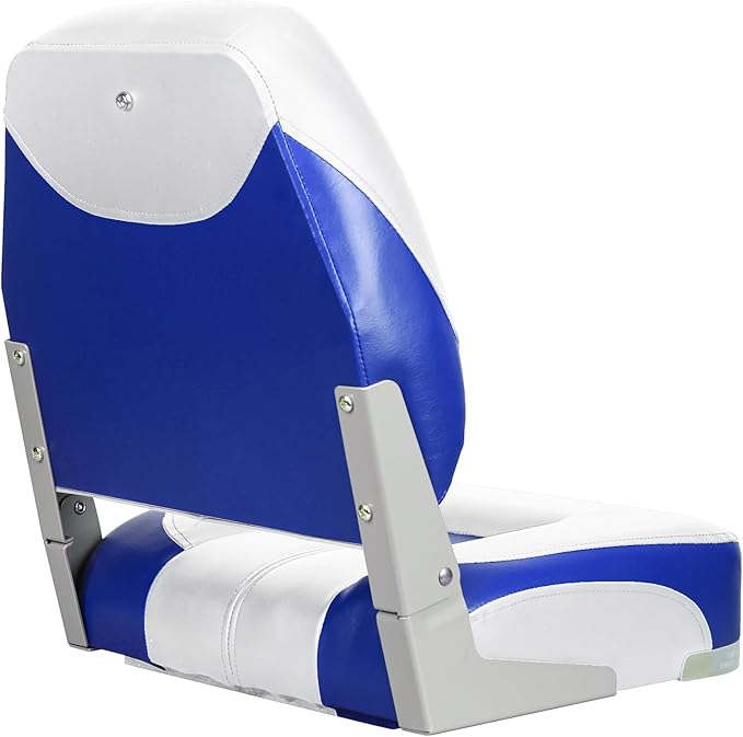 Two Tone Low Back Folding Boat Seat,White/Blue