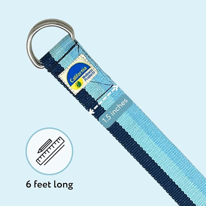 California Yoga Strap | Yoga Belt with Safe Adjustable D-Ring Buckle for Pilates | Stretching Strap | Exercise Bands | Physical Therapy | Improves Sitting Posture