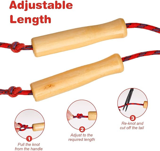 Shappy 24 Pcs Jump Rope Bulk 7.25 ft Adjustable Cotton Skipping Rope with Wooden Handle Braided Fitness Jumping Rope for Training Outdoor Exercise Fun Activity Party Favor