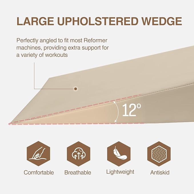 Large Upholstered Pilates Wedge for Pilates Reformer, Exercise Equipment for Pilates Reformer Machine, Workout Pad for Floor Exercises, Ideal for Home Pilates and Studio Use