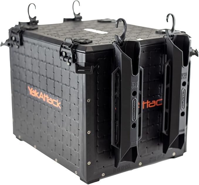 YakAttack BlackPak Pro 13" x 16" Kayak Fishing Crate with 4 Rod Holders - Black | Tackle Storage Box & Gear Organizer for Kayaks | Lightweight, Durable & Customizable Marine Accessory | Made in USA