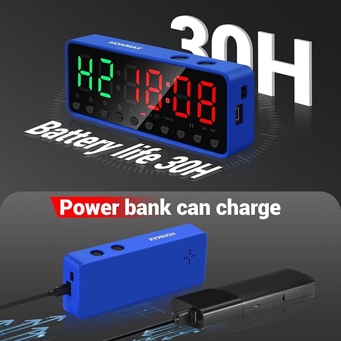 Portable Gym Timer, Fitness Clock, Home Garage Gym Workout Timer, Built-in Strong Magnet and Lithium Battery and Beat Function, Large LED Digital Anti-Vertigo Display