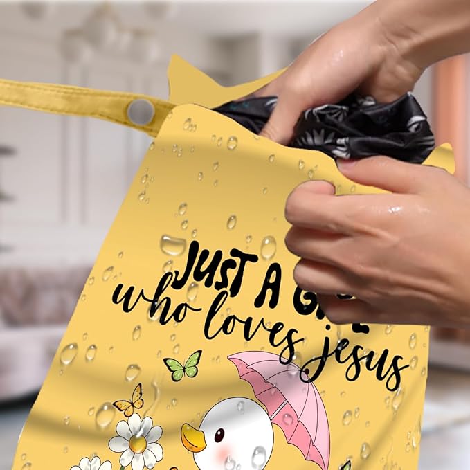 4 Pack Cute Wet Bag Waterproof Washable Reusable Wet Dry Bag for Swimsuit Clothes Cloth Diaper Travel Beach Pool Yoga Gym Toiletries Travel Beach Essentials, Bow Animal Goose Decor Lovers Gift
