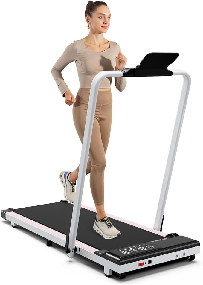 Walking Pad Treadmill with Handle Bar 3-in-1 Foldable Treadmills for Small Space 300 LBS Capacity, 3.0HP Portable Under Desk Treadmill for Home Office with LED Display Remote APP Control