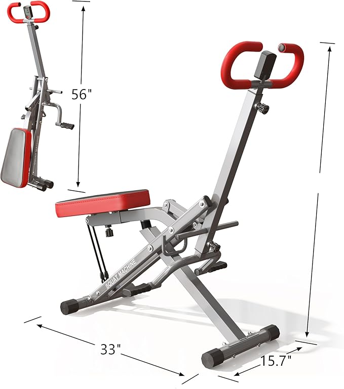 SogesPower Squat Machine for Home Gym, Squat Rowing Machine with Adjustable Resistance and Optional Full Motion, Squat Assist Trainer for Glutes & Legs Workout, Up to 330lbs