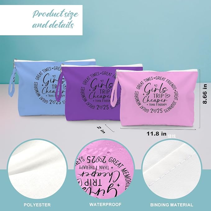 Fokongna 3PCS Girls Trip Gifts Wet Bag Wet Dry Bag Beach Bags Favors, for Swimsuit Toiletry Travel Essentials For Women, Beach Travel Gym for Swimsuit Dirty Diaper Bags