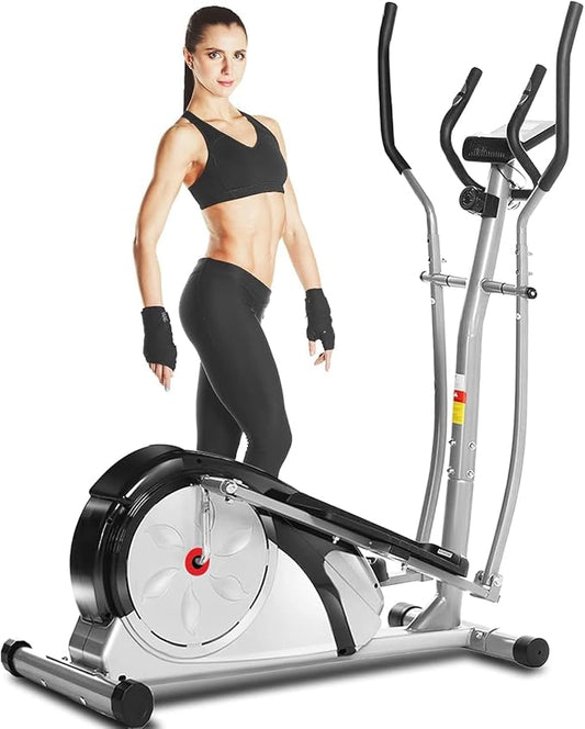 ANCHEER Elliptical Exercise Machine, Elliptical Training Machines with Pulse Rate Grips and LCD Monitor, Elliptical Machine for Home with 8 Resistance Levels Smooth Quiet Driven, Max 350Lbs