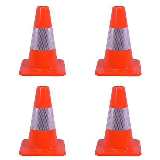 4 Pack 12" Orange Traffic Cones – Durable PVC Safety Cones with High Visibility for Parking, Construction, Sports & Training – Weather-Resistant (12 inch -4Pack)