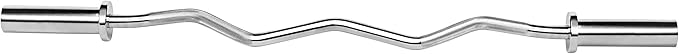 EZ Curl Bar – 47 Inch, 2 inch | 17lbs Alloy Steel with Chrome Finish & Nylon Bushings EZ Bar with 400lbs Max Capacity – Home Gym Curling Bars for Weightlifting & Other Upper & Lower Body Movements