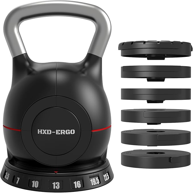 Adjustable Kettlebell Weight Set-Quickly Adjusts 7 Weights,Ergonomic kettlebell sets for Home Gym