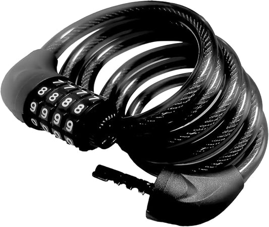 Bike Cable Lock, 4 Digit Resettable Combination Lock, 6FT Long Heavy Duty Steel Cable with Waterproof Vinyl Coating Anti Theft Security Lock for Road Bike E-Bike Scooter Fence Gate Toolbox