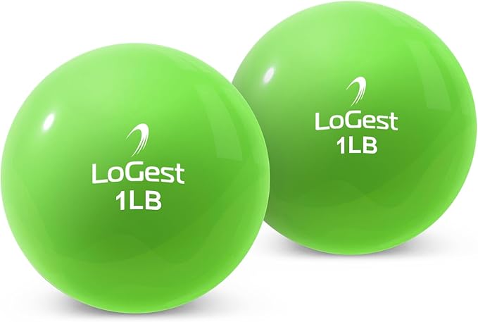 Logest Weighted Toning Exercise Balls Pair - Round Shape Medicine Ball - 1LB 2LB 3LB 4LB 5LB 6LB Available - Toning Muscle for Men & Women - Color-Coded Difficulty Levels