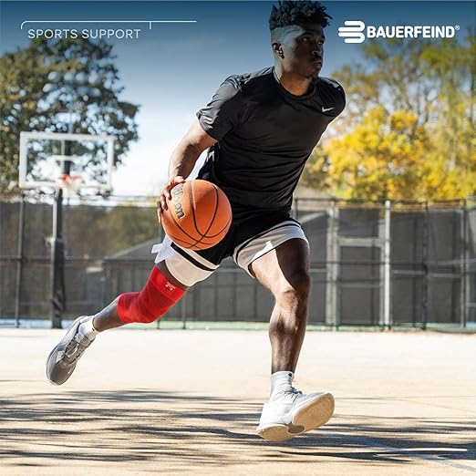 Bauerfeind Sports Compression Knee Support NBA Chicago Bulls - Lightweight Design with Gripping Zones for Basketball Knee Pain Relief & Performance (Bulls, S)