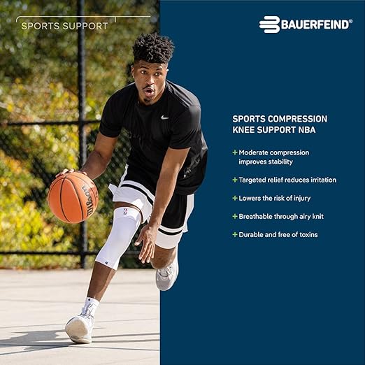 Bauerfeind Sports Compression Knee Support NBA Chicago Bulls - Lightweight Design with Gripping Zones for Basketball Knee Pain Relief & Performance (Bulls, S)