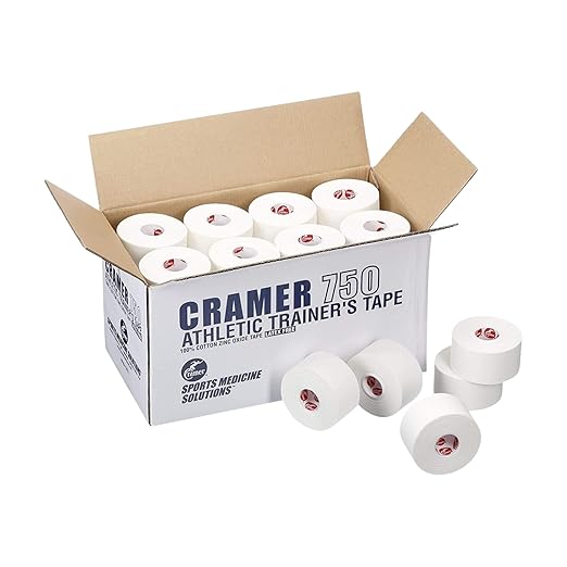 Cramer Team Color Athletic Tape, White, For Ankle, Wrist, and Injury Taping, Helps Protect and Prevent Injuries, Promotes Faster Healing, Athletic Training First Aid Supplies, 1.5", Bulk 32 Roll Case