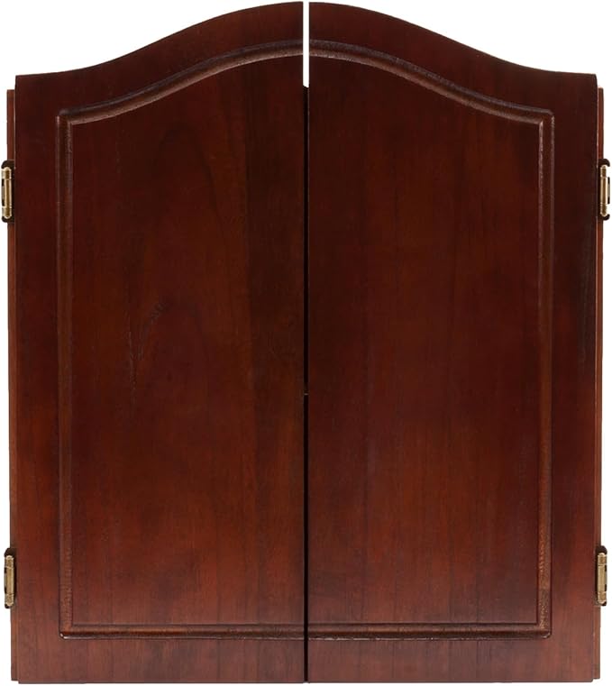 GSE Games & Sports Expert Professional Solid Wood Classic Dartboard Cabinet with Sisal/Bristle Dartboard, Scoreboard, and 6 Steel Tip Darts, Easy Assembly Complete with All Accessories (Deluxe Walnut)