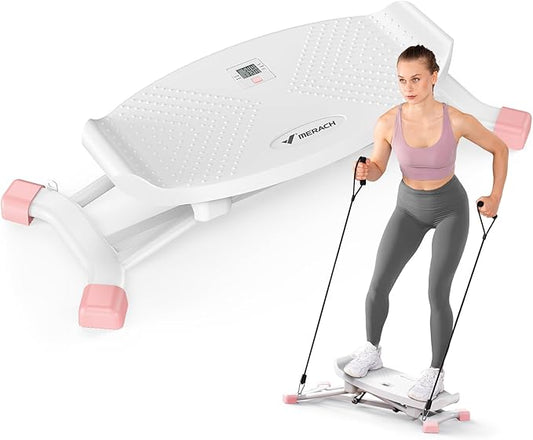 MERACH Balancing Machine for Full Body Workout, Sliding Ski Simulator with Resistance Bands, 300 LBS Loading Capacity Exercise Workout Equipment for Women﻿(Black)