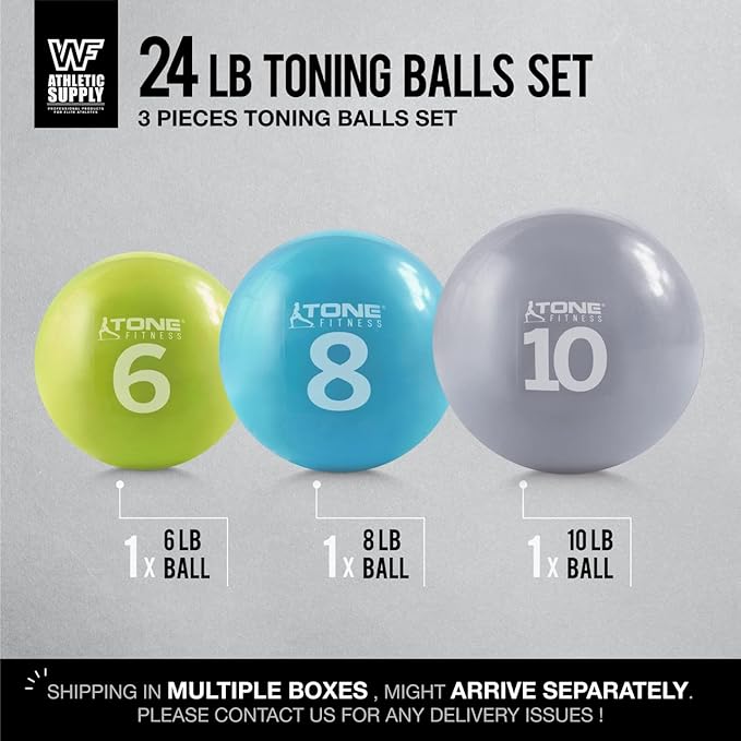 CAPHAUS Soft Weighted Exercise Ball, Weighted Toning Ball, Soft Medicine Balls for Exercise, Yoga, Pilates & Physical Therapy, 6, 8, 10 LB, Option Available in Single, Pair & Set with Rack