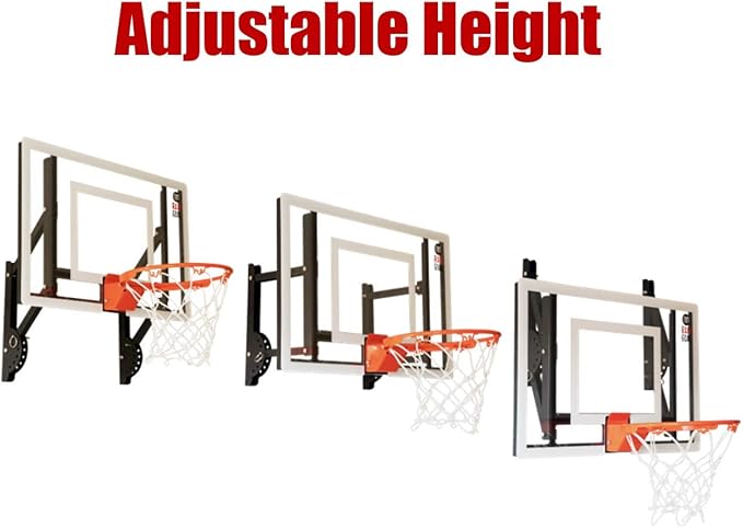 RAMGOAL Wall Mounted Indoor Adjustable Mini Basketball Hoop with Ball | 24" Shatter Resistant Backboard with Professional Grade Breakaway Rim and Steel Reinforced Wall Mount Built for Slam Dunks