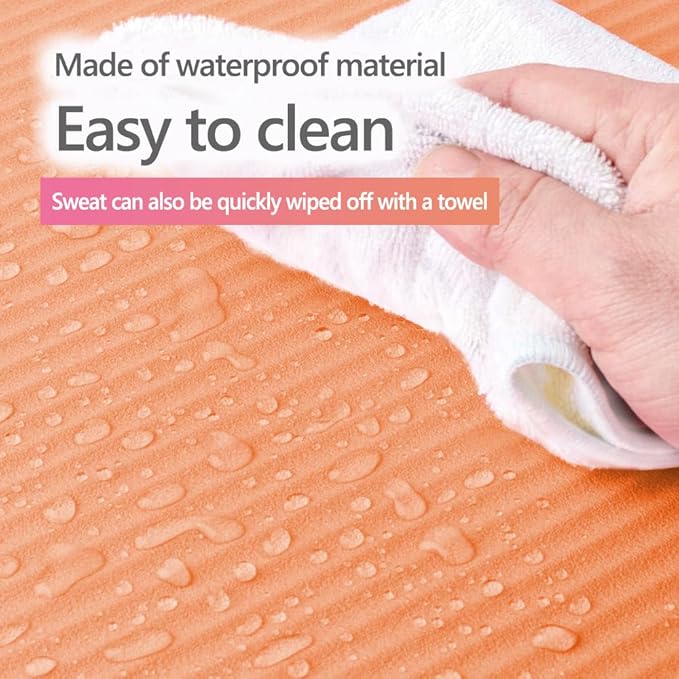 0.4Inch Extra Thick NBR Yoga Mat with Enhanced Stability - Textured Design, Lightweight Mat with Carrying Strap & Case for Yoga, Pilates, Gym & Home Use (Orange)