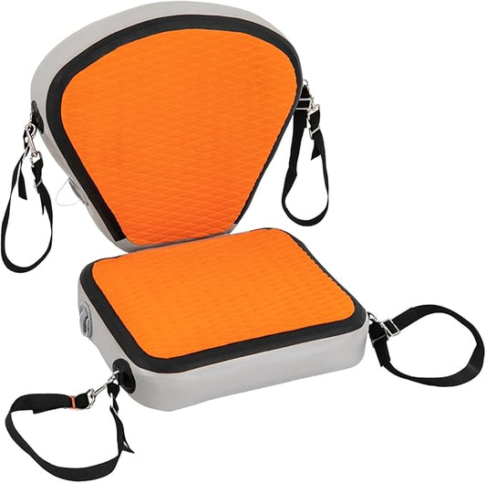 Thickened Kayak Seats with Back Support EVA Universal Paddle Board Seat with 4 Adjustable Straps Inflatable Valve Cover Sit On Top Cushioned Canoe Backrest Seat for SUP,Fishing Boat (Orange)