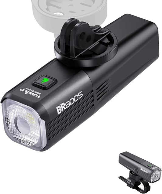 TOWILD BR1000 Bike Lights for Night Riding,1000 Lumen Lightweight Bike Front Light,Long Battery Life,Compatible with Garmin/GoPro Mount,3500mAh Rechargeable&Replaceable Battery,for Commuter Cyclists