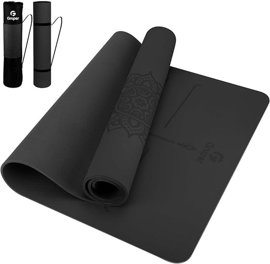 Yoga Mat Non Slip TPE Thick Yoga Mat with Alignment Mark, Large Size 72"L x 32"W x 0.32"Th or 0.24"Th, Anti-Tear Exercise & Fitness Mat for Yoga, Pilates & Floor Workouts