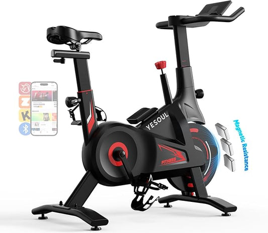 Yesoul Black Exercise Bike for Home,Smart White Cycling Bike Magnetic Stationary Bike, Low Noise Indoor Cycling Bike for Home Gym Electric Stationary Bike with Tablet Mount & Comfortable Seat Cushion for Women Apartment Workout Bike for Fitness