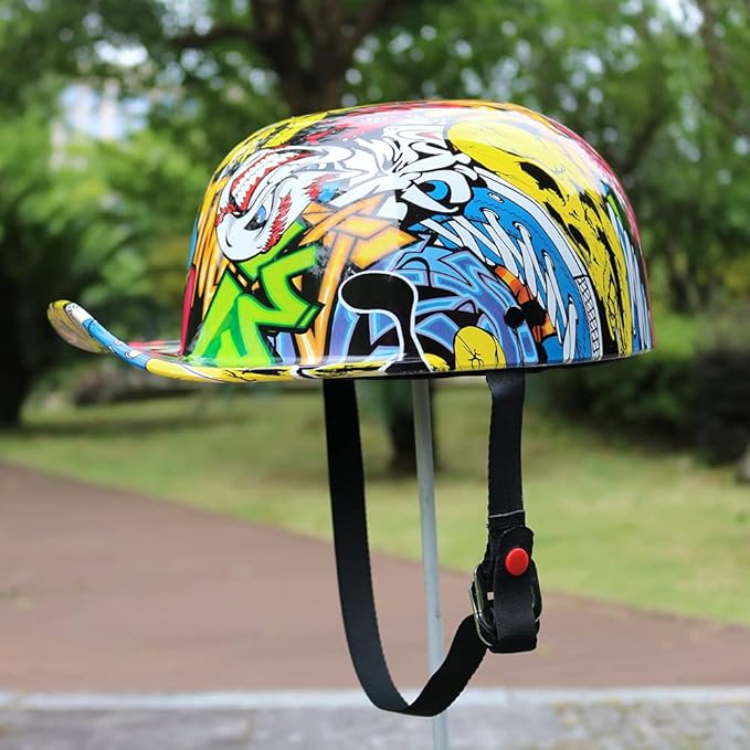 Vintage Open Face Motorcycle Helmet Retro Baseball Cap Half Helmets Women Men for Scooter Moped Cap Street Cruiser Jet - DOT Certified