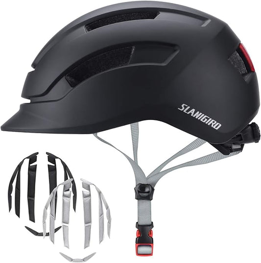 Adult Urban Bike Helmet - Adjustable Fit System & Integrated Taillight for Men Women