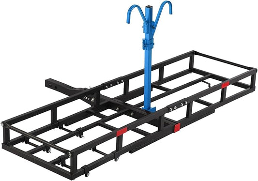 Hitch-Mount Bike Rack for Ebike Heavy-Duty - Comes with Cargo Carrier Fits 2 Electric Fat-Tire Mountain Bicycles Fits 2" Receiver for Car Trailer SUV Truck RV Minivan (Blue)