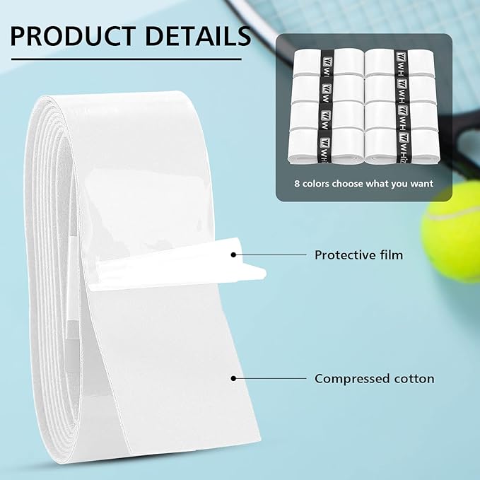Jerify 24 Pieces Tennis Racket Grip Tape, Precut Badminton Racket Overgrips Tape with Velvety Comfort for Anti Slip and Absorbent Grip