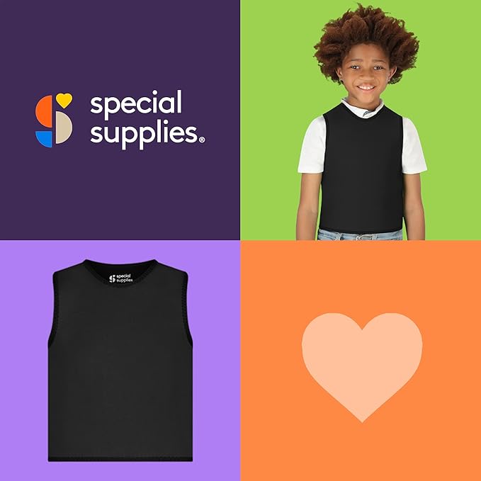 Special Supplies Sensory Compression Vest Deep Pressure Comfort (Black, Small)