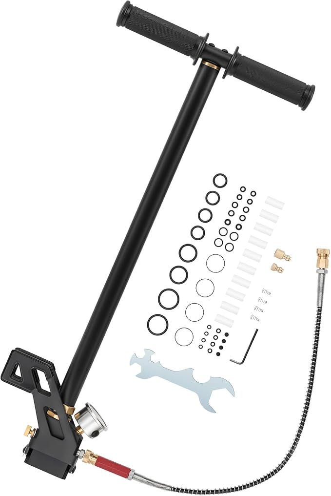 Hiram High Pressure Hand Pump Air Rifle Filling Stirrup Pump 40MPA, Stainless Steel
