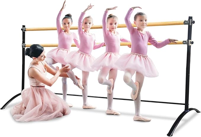 Ballet Barre Portable for Home or Studio, Height Adjustable Bar for Stretch, Pilates, Dance or Active Workouts, Single or Double Bar, Kids and Adults