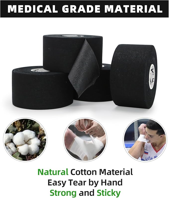 OK TAPE Athletic Sports Tape（4 Packs) - 45ft Per Roll Very Strong Tape for Athlete & Sport Trainers & First Aid Injury Wrap, Perfect for Fingers Ankles Wrist on Bat, Hockey Stick - White