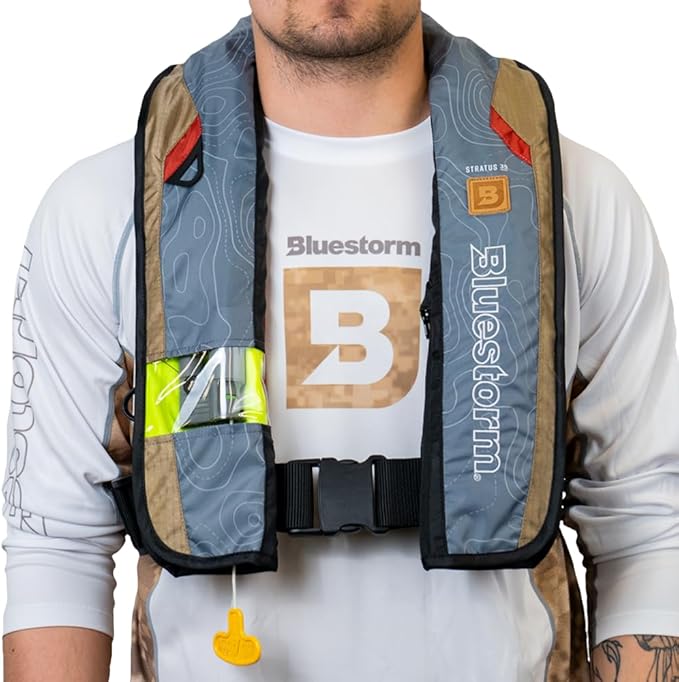 BLUESTORM Stratus 35 Inflatable Life Jacket PFD for Adults | US Coast Guard (USCG) Approved Automatic Self Inflating Life Vest Preserver with Manual Ripcord