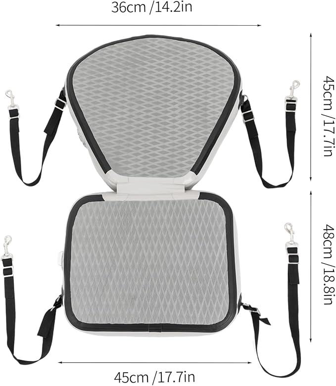 Inflatable Kayak Seat with Back Support, Portable Thicken Cushion, Padded Kayak Seats, Adjustable Strap, Paddle Board Seat Replacement for Kayaking Canoeing Drifting Rafting Fishing