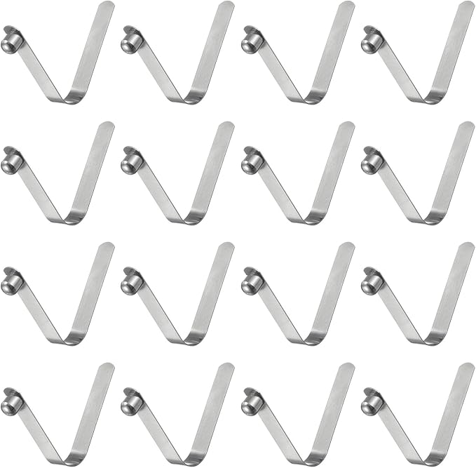 HARFINGTON 16pcs Single Button Kayak Paddle Snap Spring Clip 7x7x49mm 65Mn Spring Steel V-Shaped Solid Lift Telescopic Locking Tube Pole Clips for Tent Umbrella Camping