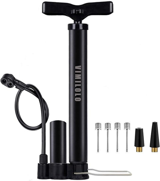 VIMILOLO Bicycle Pump, Bike Floor Pump with Gauge Inflator for Presta and Schrader Valve Portable Tire Pumps for Ball Bike Pumps