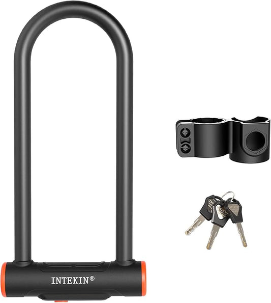 Heavy Duty U Lock - 16mm Bicycle Lock with 3 Keys for Road & Mountain Bikes