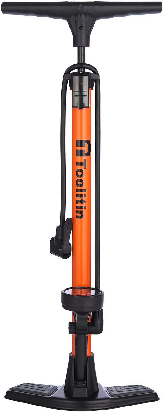 Bike Pump with Gauge,High Pressure,Floor Bicycle Pump Compatible with Presta and Schrader Valve,Bike Tire Pump for Road Bike,MTB,Hybrid,Balls…