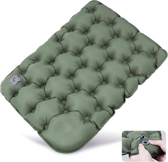 Lnflatable Cushion Portable Air Sitting Pad for Stadium Camping Travel Office Lightweight Waterproof Design with Carry Bag Quick-Deflate Compact Camp Chair Accessories