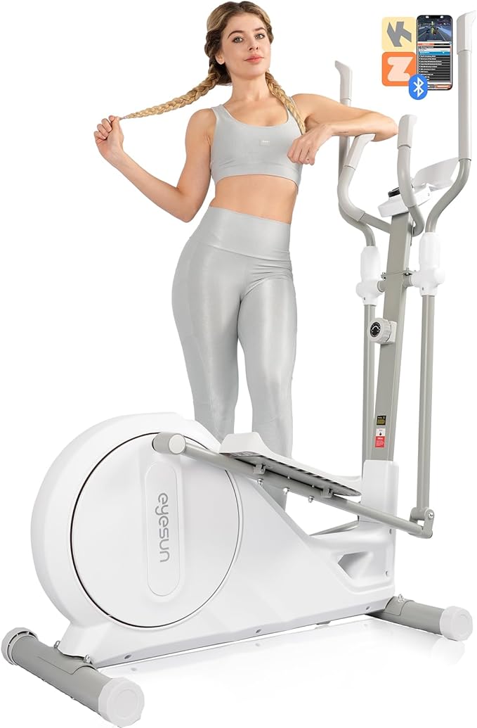 Elliptical Exercise Machine for Home,3-in-1Compact Training Machines with 16 Resistance Levels,14LB Flywheel,Low Impact Magnetic Cross Trainer,Quiet Portable Elliptical for Seniors&Small Spaces