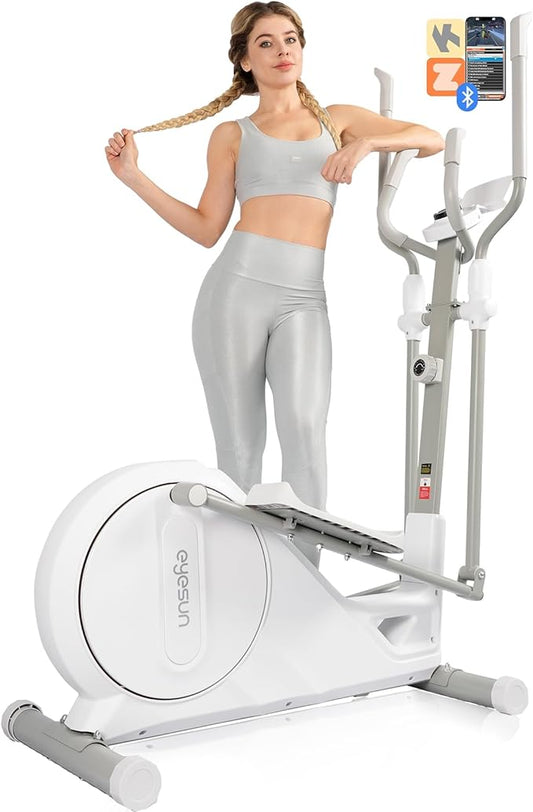Elliptical Exercise Machine for Home,3-in-1Compact Training Machines with 16 Resistance Levels,14LB Flywheel,Low Impact Magnetic Cross Trainer,Quiet Portable Elliptical for Seniors&Small Spaces