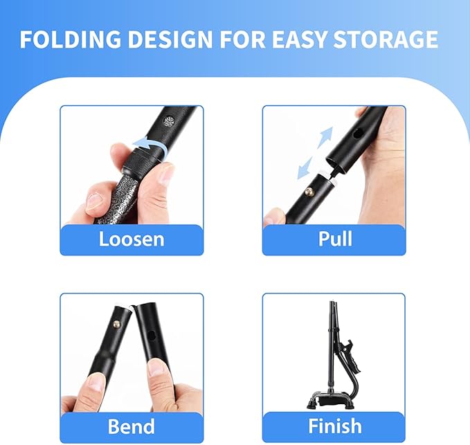 LIXIANG Walking Canes Stablize Women Quad Canes for Seniors & Adults Foldable Adjustable for Men & Women Heavy Duty Freestanding Cane for People with Leg Injuries 3 footings