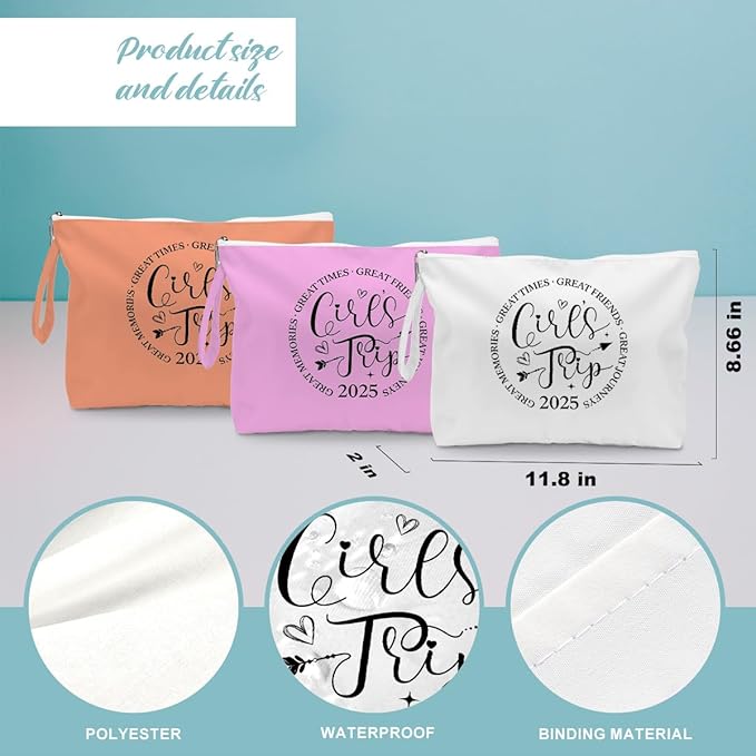 Fokongna 3PCS Girls Trip Gifts Wet Bag Wet Dry Bag Beach Bag Favors for Swimsuit Toiletry Bag Travel Essentials For Women, Beach Travel Gym Wet Dry Bag for Swimsuit Dirty Diaper Bag Gifts